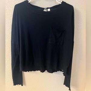 Roxy Black Ribbed Cropped Top